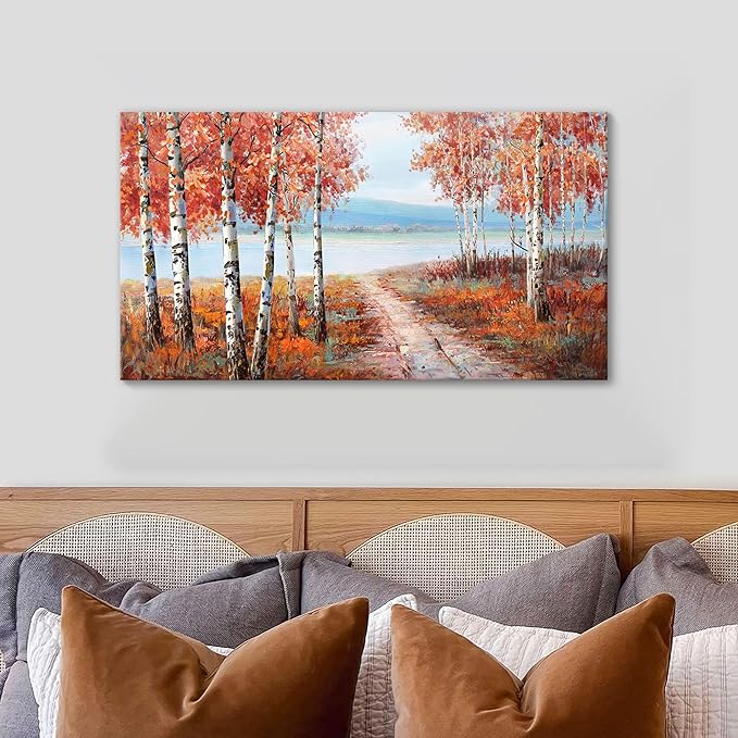 YDYSUNE Landscape Nature Wall Art - Forest Artwork for Walls - Scenery Canvas Wall Art - Orange Painting for Living Room - Farmhouse Decor - Wall Pictures for Bedroom 20×40IN