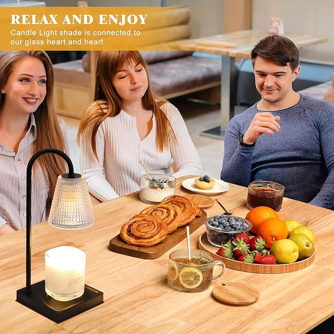 Black Candle Warmer Lamp with Timer-Electric Candle Lamp Warmer,Dimmable Candle Warmers for Jar Candles,New Mom Gifts & Birthday Gifts for Women