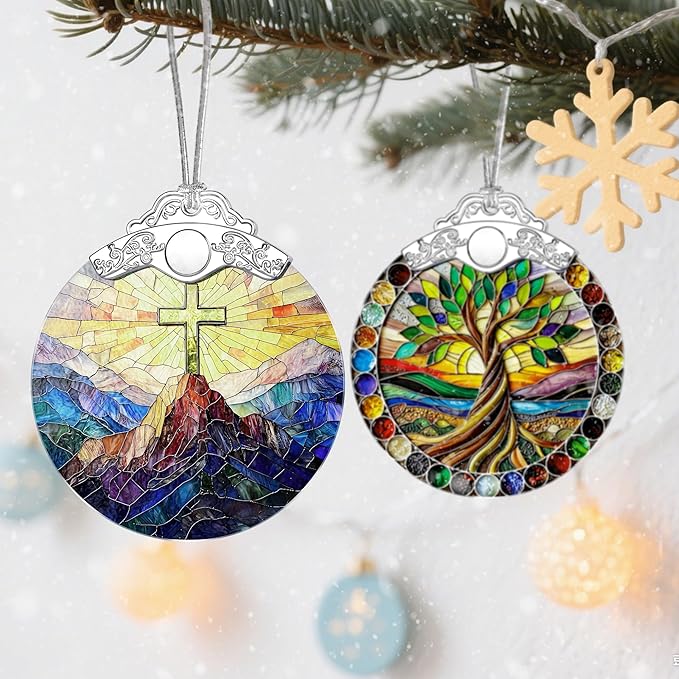 Christian Christmas Decorations - Jesus Home Decor | Cross Christmas Ornaments | Xmas Tree Ornament – Religious Gifts | Christian Gifts | Easter Faith Cross Gift