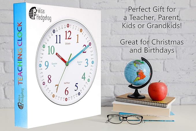 Learning Clock for Kids, Silent Non Ticking, Telling Time Teaching Clock, Kids Room Wall Decor for Bedrooms, Analog Kids Clock for Teaching Time, Kids Learn to Tell Time Easily