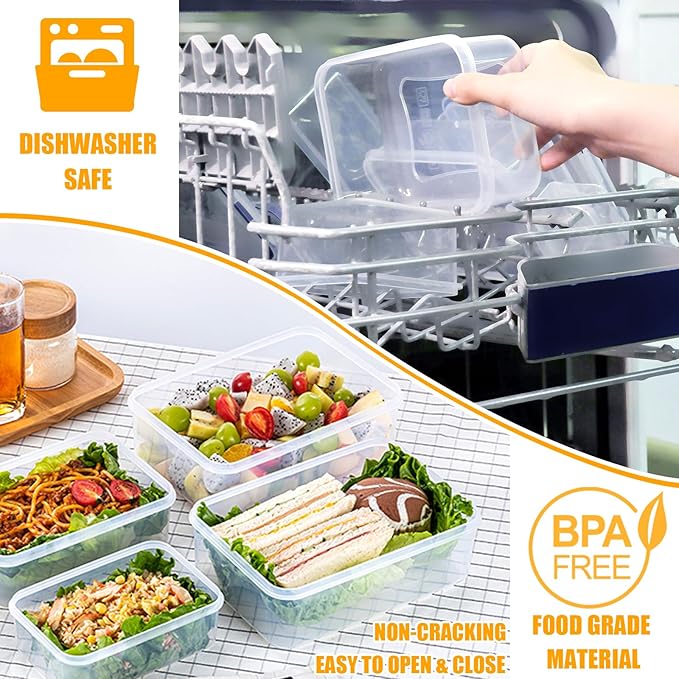 52 PCS Food Storage Containers with Lids Airtight, BPA Free Plastic Meal Prep Containers Reusable, Microwave/Freezer/Dishwasher Safe Leakproof Fruit Vegetables Containers for Kitchen