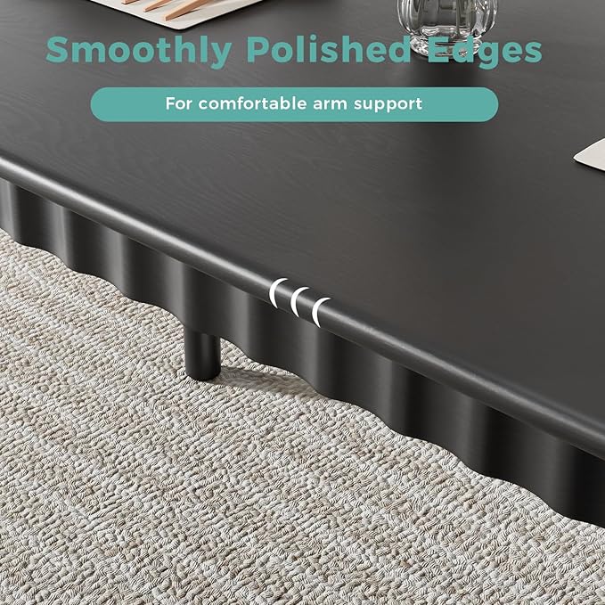 70.8 Inch Solid Wood Dining Table for 6-8, Farmhouse Table with Smooth Surface, Large Rectangular Kitchen Dinner Table for Restaurant, Living Room, Kitchen, Easy Assembly, Black