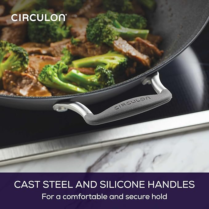 Circulon A1 Series with ScratchDefense Technology Nonstick Induction Wok with Lid, 14 Inch, Graphite