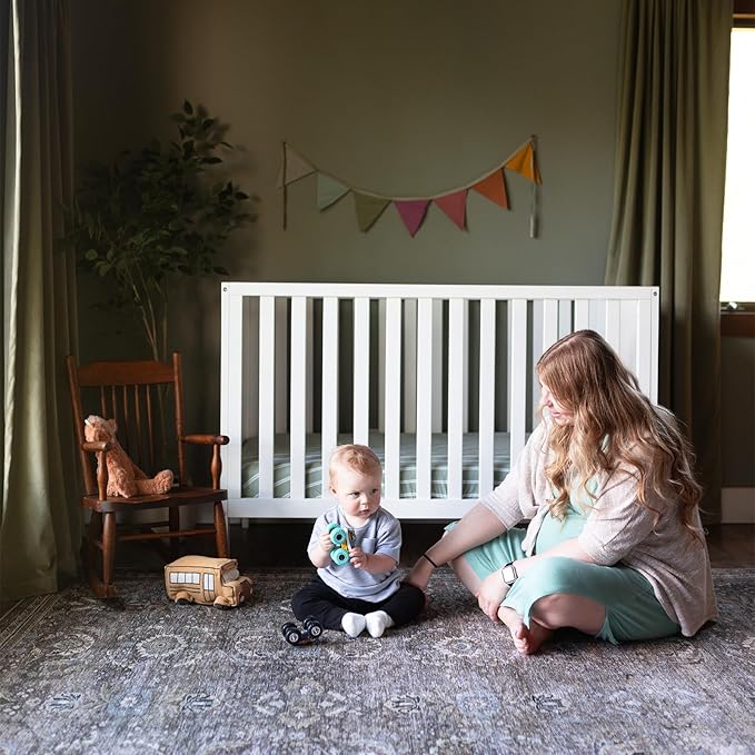 HARPPA Grevia 5 in 1 Convertible Crib, 3 Adjustable Heights, Converts to Toddler Bed, Daybed, Sofa and Full-Size Bed, Fits Standard Baby Crib Mattress, White