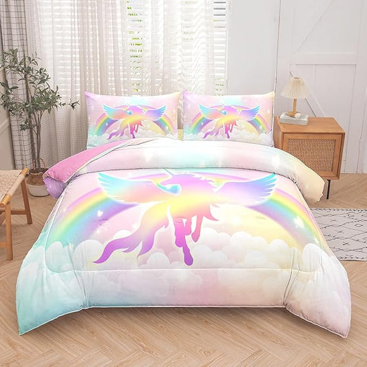 Tailor Shop Unicorn Girls Comforter Sets King Size,Unicorn Pink Bedding Sets for Girls Kids Teens with 2 Pillowcase……