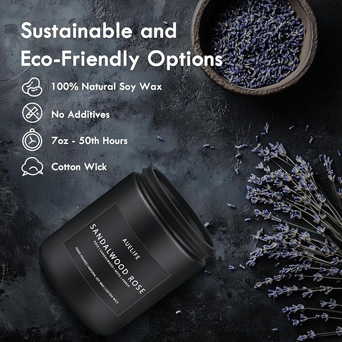 Sandalwood Rose Candle | Scented Candles for Home, Aromatherapy Candle - Soy Candles for Home Scented, Gifts for Women Men, House Fragrance Decoration -7oz