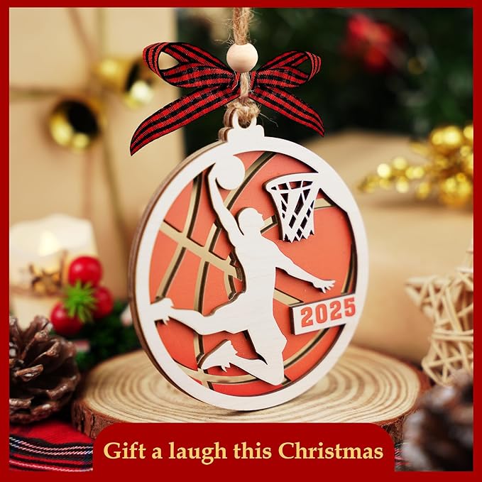 2 Layer Basketball Christmas Ornament 2025 - Cool Basketball Gifts for Boys, Girls, Men - Basketball Decor, Xmas Ornament, Sports Ornament - Fun Basketball Lovers Gift, Basketball Team Gifts