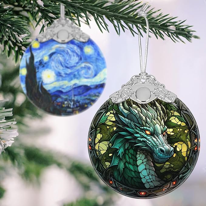 Awe-Inspiring Dragon Christmas Ornament - Stained Glass Hanging Decor for Tree, Gift Idea