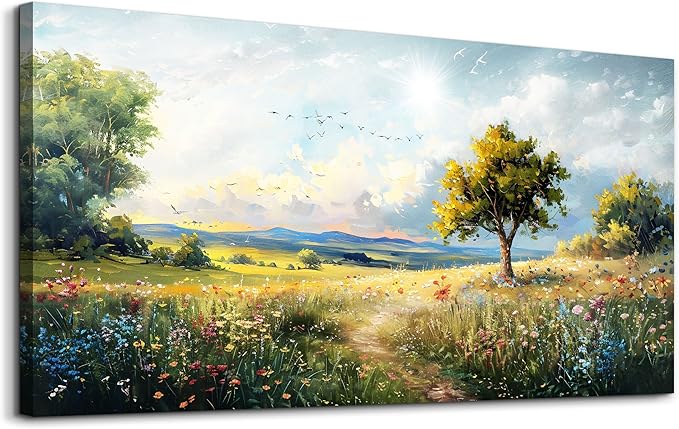 Wapluam Large Wall Art For Living Room Wall Decor For Bedroom Office Decorations Pastoral Wall Paintings Scenery Abstract Watercolour Wall Pictures Modern Posters Canvas Prints Artwork Home Decor