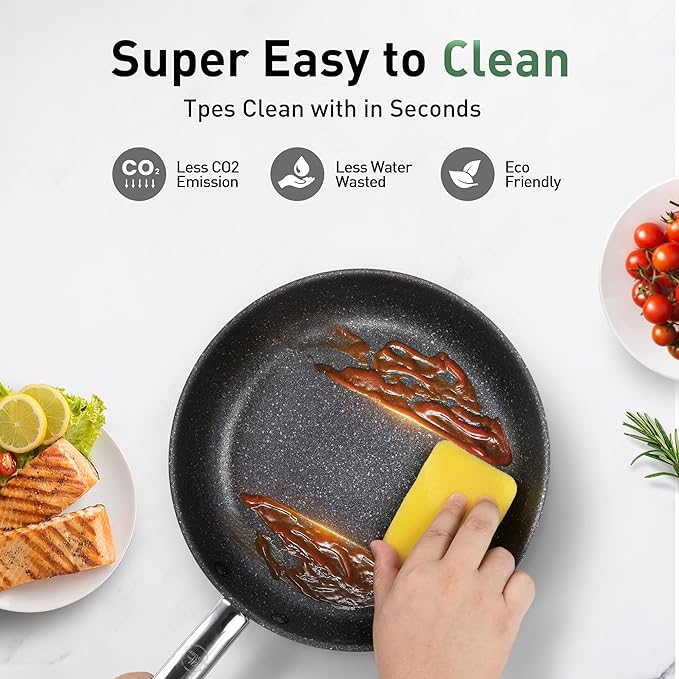 Kitchen Academy Ceramic Nonstick Frying Pans Set/Fry Pan/Skillet Sets, Healthy Induction Cookware Set Suitable for All Stove, Oven Safe up to 550℉