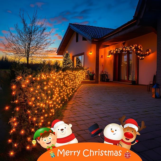 JMEXSUSS 150LED Orange Halloween Lights Indoor Outdoor, Connectable Christmas String Lights Indoor Plug in, 8 Modes Orange Lights for Halloween Fireplace Tree Bedroom Party Decor