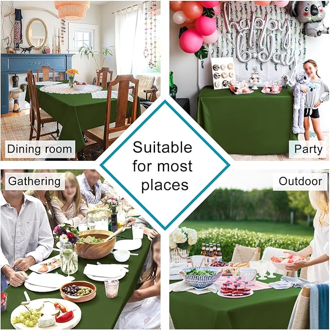 Hiasan Olive Green Tablecloth for Rectangle Tables - Waterproof Washable Polyester Fabric Table Cloth for Buffect Dining Birthday Party Wedding, 54 x 108 Inch