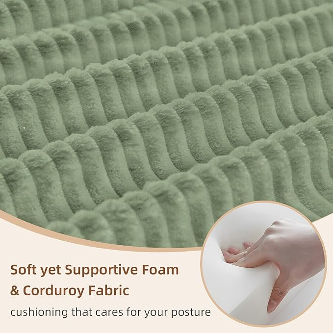 Rovibek 4-in-1 Convertible Sleeper Sofa Bed Queen Size, Foldable Floor Couch Corduroy, Folding Futon Sofa Beds with Pillow and Fixed-Shape Frame, Suitable for Living Room, Bedroom, Lounge, Light Green