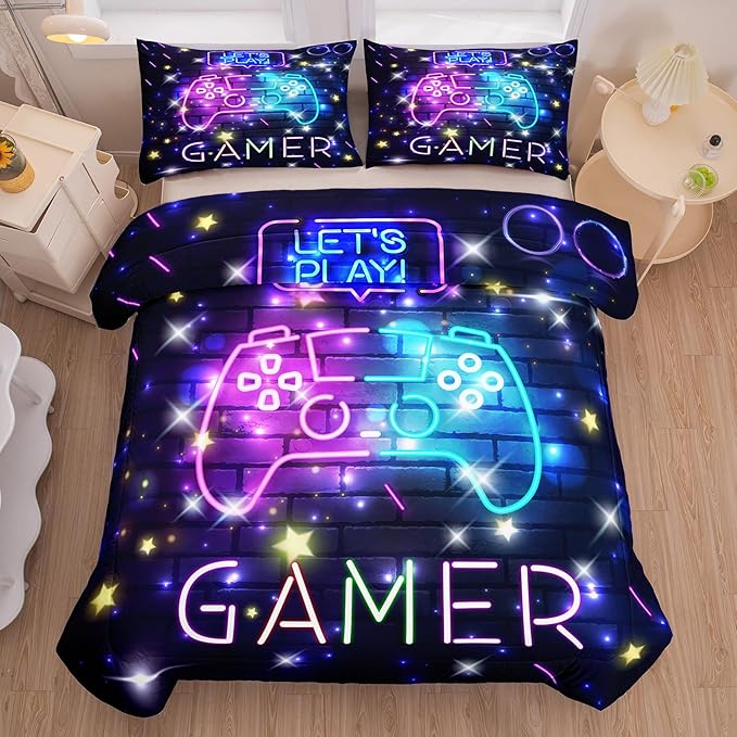 Tailor Shop Gaming Comforter Sets for Boys, King Size Comforter Set, Boys Bedding Set King, Gamer Comforter Set with 2 Pillowcase