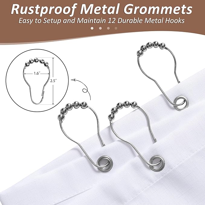 Naturoom Rustic Brown Shower Curtains for Bathroom,Ombre Cloth Fabric Shower Curtain Set with 12 Hooks Denim Blue Bathroom Decor 72 x 72