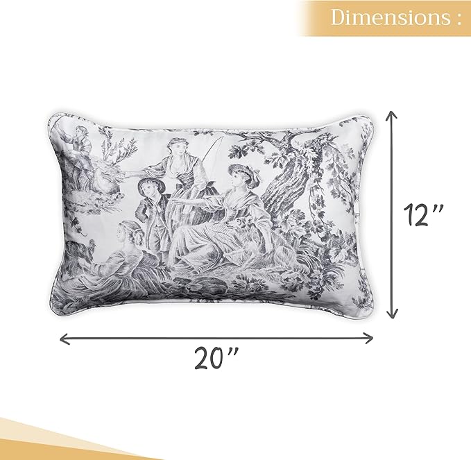 Maison d' Hermine Decorative Pillow Covers 12x20 Inch Rectangle 100% Cotton Throw Pillow Covers with Invisible Zipper for Couch, Chair, Sofas, Bedroom, Home (The Miller - Paloma Grey (White))