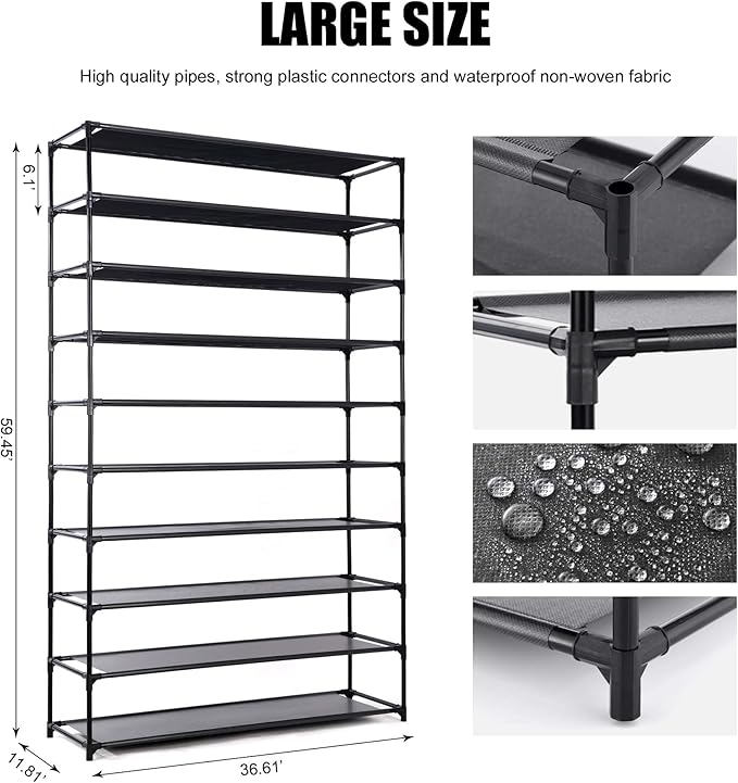 Shoe Rack -Premium Non-Woven Shoe Storage, Shoe Organizer for Closet, Entryway, Garage & Hallway, Sturdy & Durable Shoe Rack Shelf
