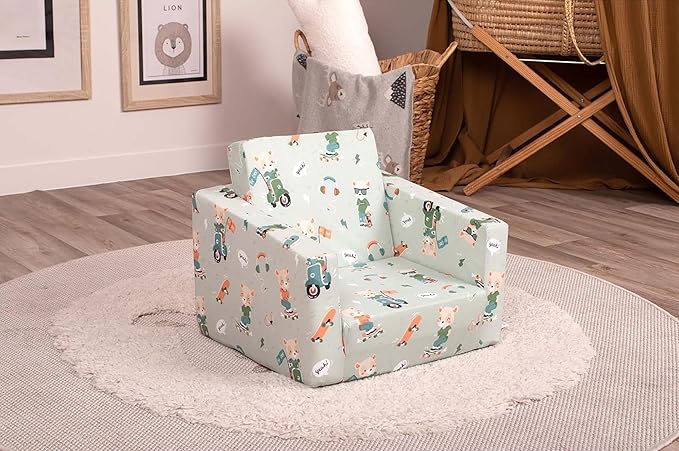 Delsit Kids Couch for Toddlers - 2 in 1 Convertible Foam Armchair to Lounger, Comfy Flip Out Lounge Chair, Sofa for Children, Made in Europe