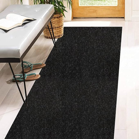4' x 70' Runner Rugs with Rubber Backing, Indoor Outdoor Utility Carpet Runner Rugs, Black, Can Be Used as Aisle for The RV and Boat, Laundry Room and Balcony