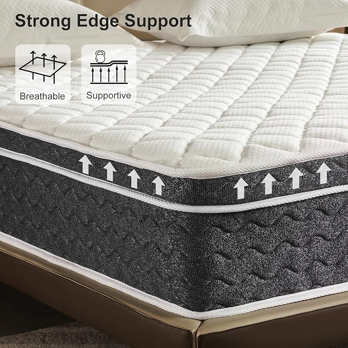 Full Mattress 10 Inch Mattress Full Size - Memory Foam & Individually Pocket Coils Springs | Pressure Relief | Motion Isolation, Edge Support | CertiPUR-US Certified | Medium Firm