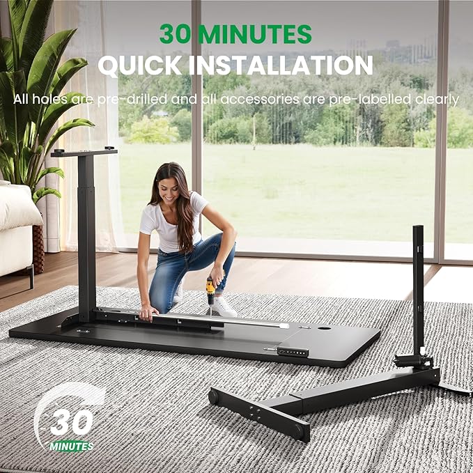 SIAGO Electric Standing Desk Adjustable - 48 x 24 Inch Sit Stand up Desk with Cable Management - 3 Memory Preset Adjustable Height Table