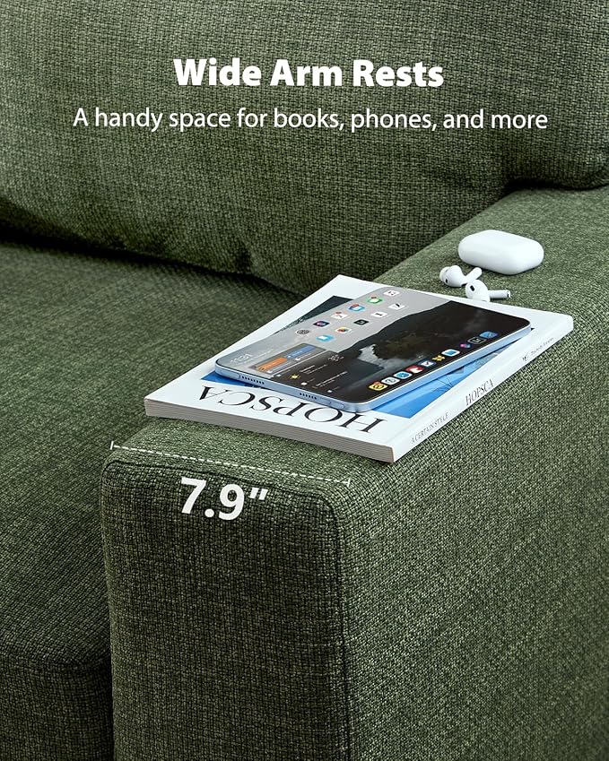 Pipishell Modern Accent Chair, Oversized Armchair with Thick Cushion & Wide Seat Armrests, Reading Chairs Comfy Arm Chair, Removable Sofa Cushion and Cover,Easy to Install, Green