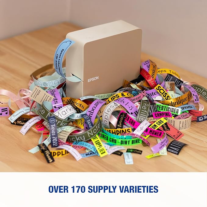 LABELWORKS Epson LW-C610PX Premium Portable Wireless Label Maker with AC Adapter - Ideal for Home, Crafts, and Organization