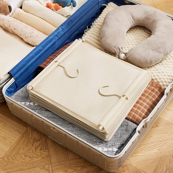 MAX Houser 6 Tier Shelf Hanging Closet Organizer, Closet Hanging Shelf with 2 Sturdy Hooks for Storage, Foldable (Beige-D3)