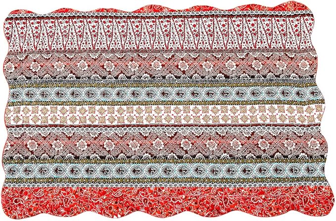 NEWLAKE Quilted Cotton Bed Pillowcases,Striped Classical Style, 2 Pieces, 20x36 Inch