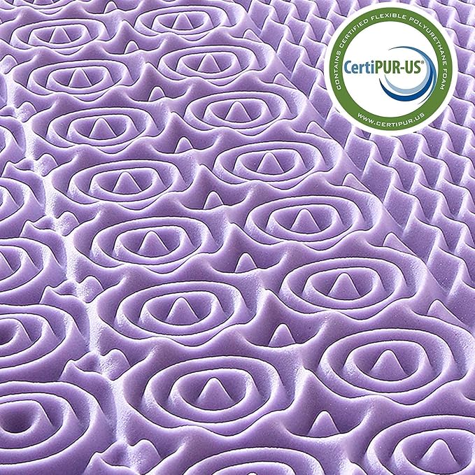 MUXHOMO 3.9 Inch 7-Zone King Mattress Topper, Egg Crate Foam Mattress Topper King Size for Back Pain, Lavender Cooling Gel Infused Bed Pad, CertiPUR-US and Oeko-TEX Certification (76"×80")