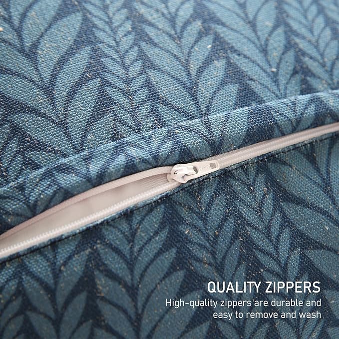 Design Square Retro Elegant Linen Throw Pillow Covers 18"x18" Pack of 2, Blue Gray Floral Pattern Cushion Covers Decor Pillowcases for Bed,Living Room,Outdoor,Car