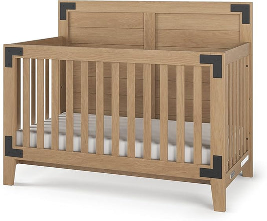 Child Craft Lucas 4-in-1 Convertible Crib, Baby Crib Converts to Day Bed, Toddler Bed and Full Size Bed, 3 Adjustable Mattress Positions, Non-Toxic, Baby Safe Finish (Nutmeg)