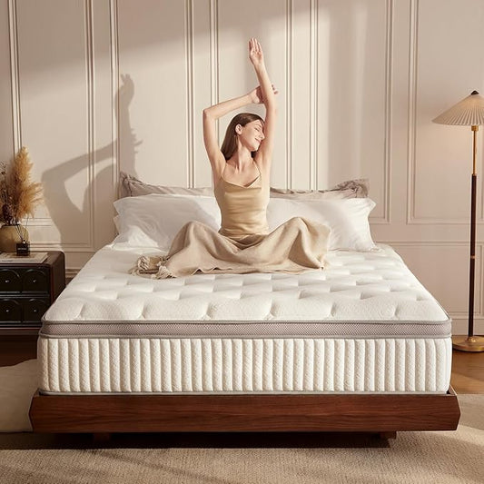 Queen Mattress, 10 inch Queen Size Cooling Gel Memory Foam Mattresses for Pressure Relief, Medium Firm Hybrid Mattress in a Box, CertiPUR-US Certified