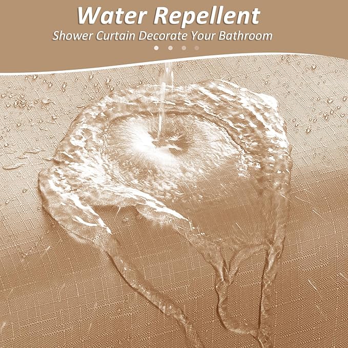 Naturoom Camel Shower Curtains for Bathroom,Ombre Cloth Fabric Shower Curtain Set with 12 Hooks Camel Bathroom Decor 72 x 72