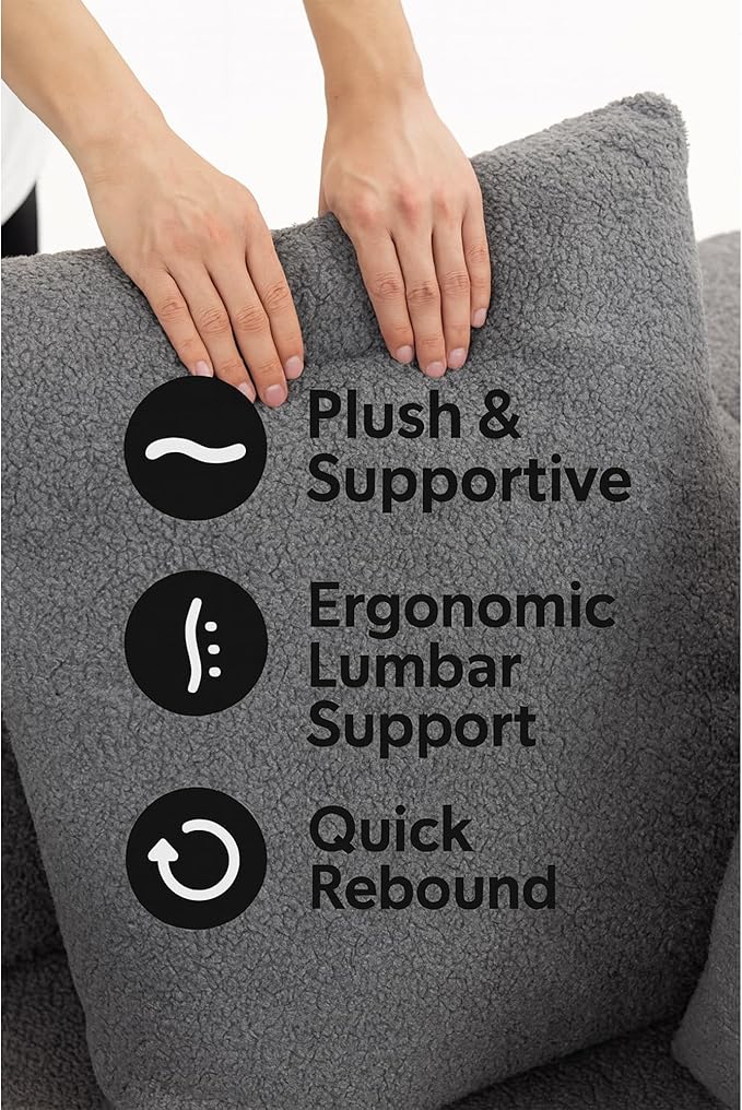 KEIKI L-Shape Cloud Sectional Sofa, 96” Modern Modular Boneless Couch with Left Chaise Lounge, Upholstered Couches for Living Room Bedroom, Grey