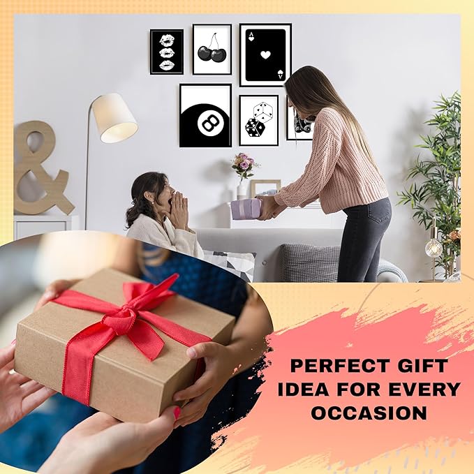 Black and White Poster Chic Wall Decor for Bedroom Decor Home Decor Stylish Black and White Prints for Wall Decor Living Room Decor Modern Black Poster Collection for Boho Bedroom Decor Aesthetic 6 Pcs (Unframed)