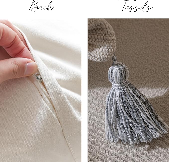 Gray Decorative Lumbar Throw Pillow Cover 14x36 Boho Long Cushion for Bed Neutral White Accent Farmhouse Pillowcase for Bedroom Living Room Couch Sofa Home Décor (Cover ONLY, Pack of 1)