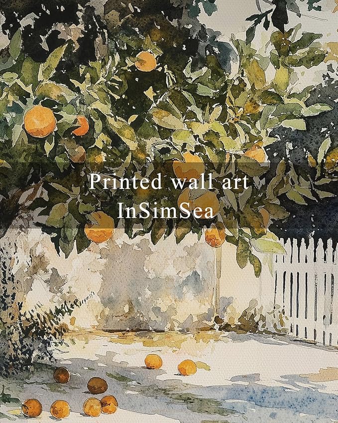 InSimSea Framed Canvas Wall Art Vintage Decor, Orange Trees Art Room Decor Aesthetic, Classic Rustic Farmhouse Wall Decoration for Bedroom Living Room Bathroom Gallery, 12x16inch