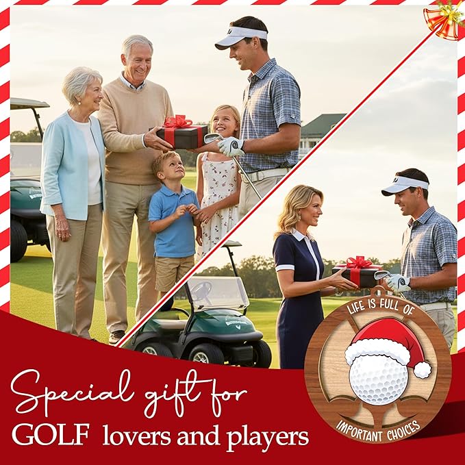 Golf Christmas Ornaments 2025 - Golf Ornaments For Christmas Tree - 2 Layer Wooden Hanging Decor For Sport Fans, Golfer, Sport Lovers, Coaches - Xmas Gifts For Golfers - Funny Golf Gifts For Men Woman