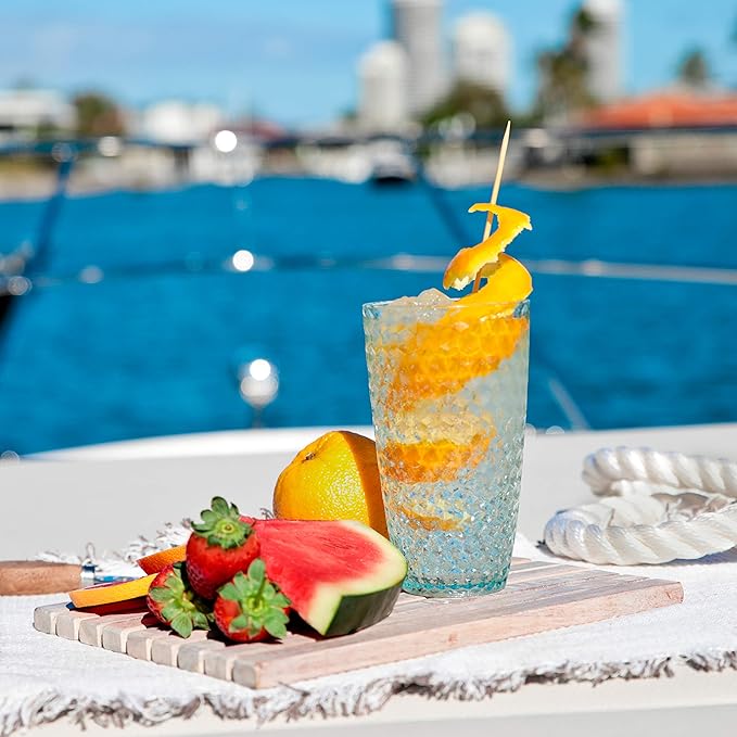 BELLAFORTE - Shatterproof Tritan Plastic Tall Tumbler Teal- 19oz, set of 4, Laguna Beach Drinking Glasses - Dishwasher Safe Tumblers - Unbreakable Drinkware for Indoor and Outdoor Use, BPA Free