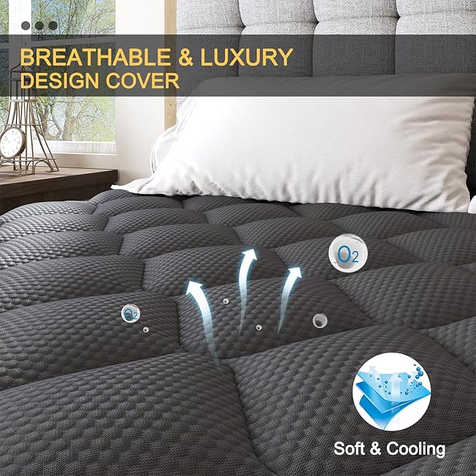 King Mattress, 10 Inch Hybrid Mattresses Medium Firm for Back & Lumbar Support, 100 Night Trial, Individual Pocket Spring Mattresses for Motion Isolation & Pressure Relief