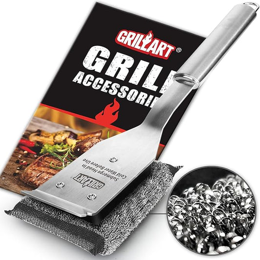 GRILLART Grill Brush Bristle Free, Safe Grill Brush for Outdoor Grill, SteamWizards BBQ Grill Cleaning Brush Kit, Replaceable Head Grill Scraper Tool, Grill Cleaner BBQ Accessories, Gifts for Men/Dad