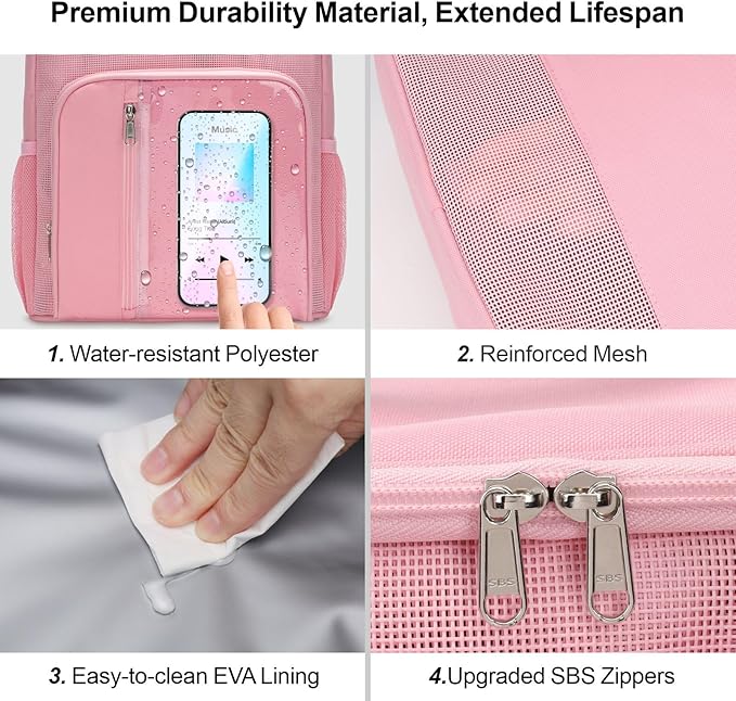 F-color Shower Caddy Dorm - College Dorm Essentials for Guys with Hooks, Quick-Dry Shower Caddy Portable for Travel Essentials, Water-Resistant with Multiple Pockets for Easy Access, Pink