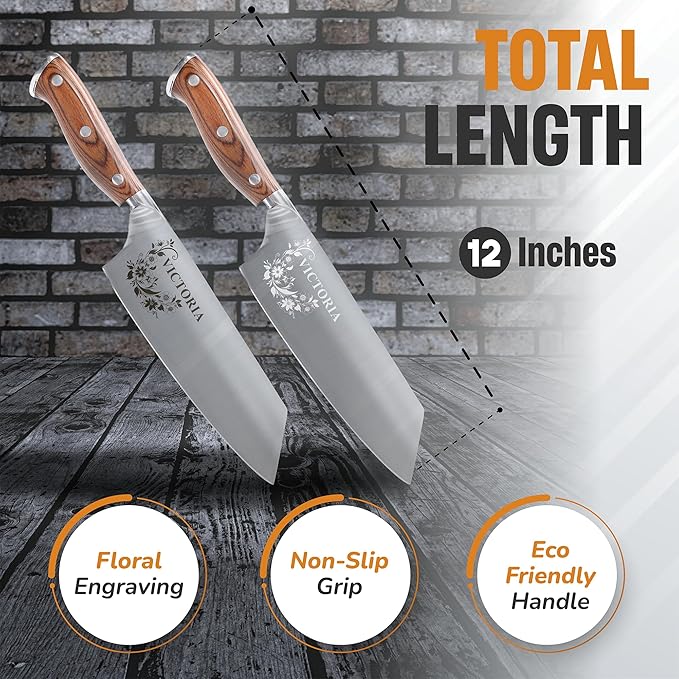 Shape28 Personalized Kitchen 7 Inch Professional Culinary Knife - Customize Chopping, Mincing, Slicing and Dicing, Meat - High Carbon Steel with Gift Box and Blade Cover