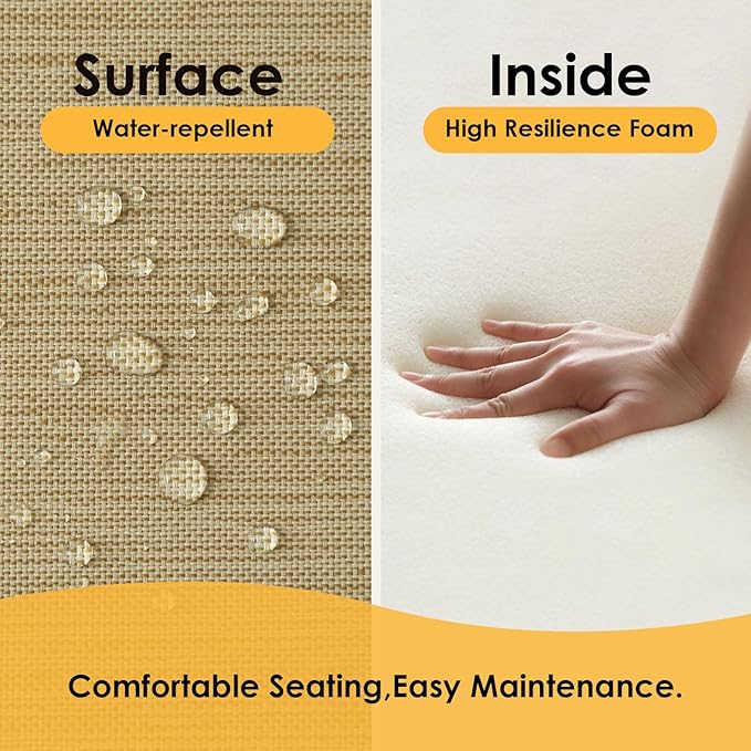 Outdoor Cushions for Patio Furniture Set of 2, 24"x24" Water Repellent Chair Cushions Removable Seat Bottom & Back Cushion Covers for Chair, Sofa, Couch, Warm Taupe