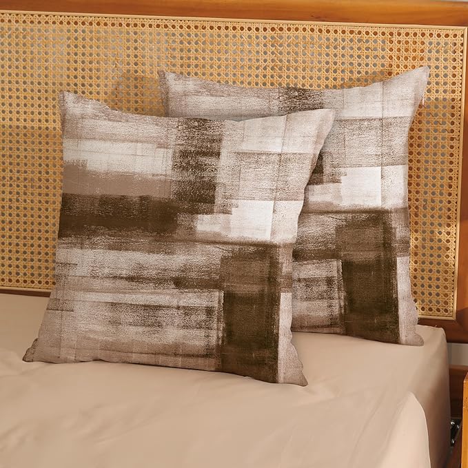 Boho Pillow Covers 18x18 Pack of 2 Brown Art Painting Decorative Throw Pillow Covers Outdoor Decor Bohemian Abstract Modern Decor Pillowcase Farmhouse Cushion Case for Home Sofa Couch