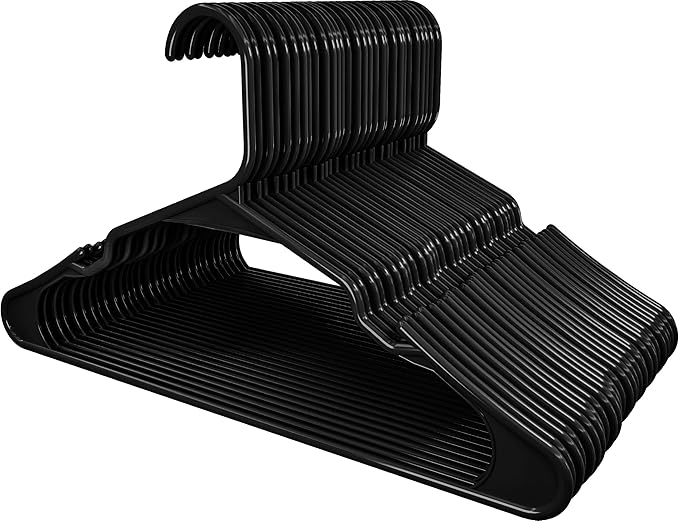Utopia Home Plastic Hangers 20 Pack - Perfect Space Saving Clothes Hanger - Durable and Strong - Perfect Closet Organizers with Shoulder Grooves (Black)