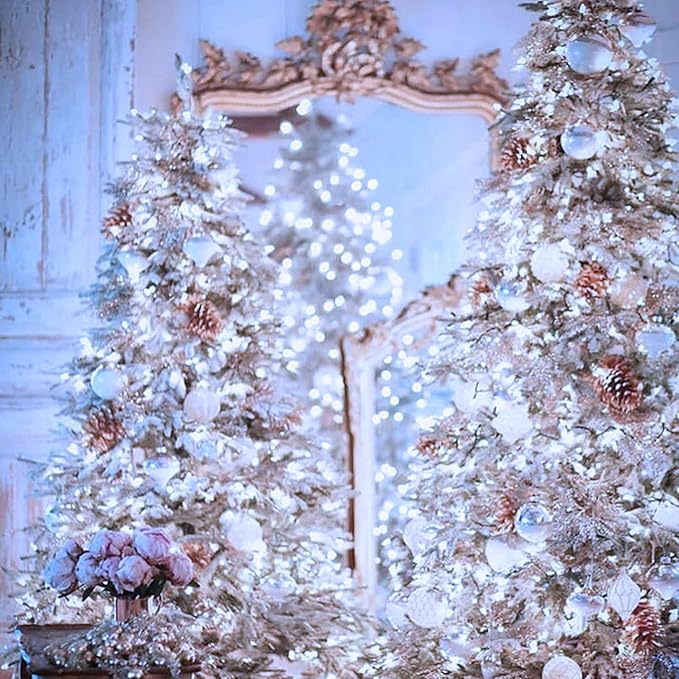 JMEXSUSS 250 LED White Christmas Lights Indoor Outdoor, 91.5ft Connectable Christmas String Lights 8 Modes, Clear Wire Twinkle String Light Plug in for Bedroom Wedding Garden Party Decoration