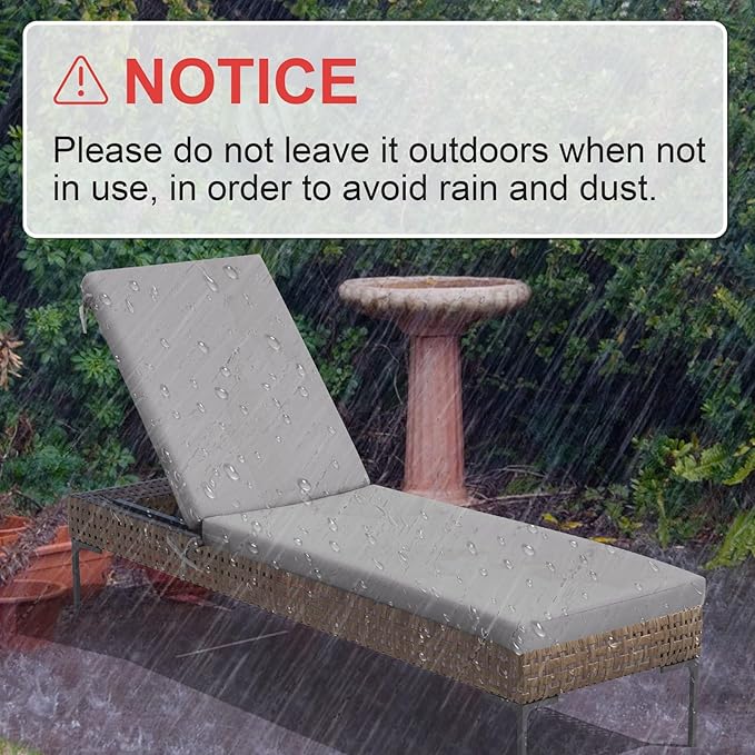 Crestlive Products Chaise Lounge Cushions Outdoor Set of 2, 80x23x3 Inch, Waterproof & 3-Year Fade Resistant Lounge Chair Cushions for Outdoor Furniture, Patio Cushions for Pool, Lawn, Light Gray