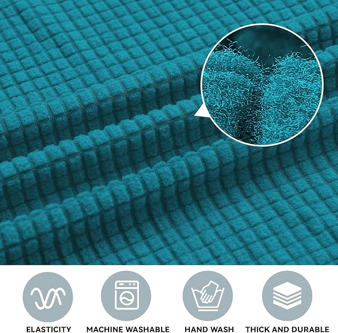 LURKA Stretch Oversized Sofa Slipcovers 1 Piece Couch Covers for 3 Cushion Couch Sofa Furniture Protector Full Sofa Covers with Elastic Bottom for Kids and Pet (X-Large,Peacockblue